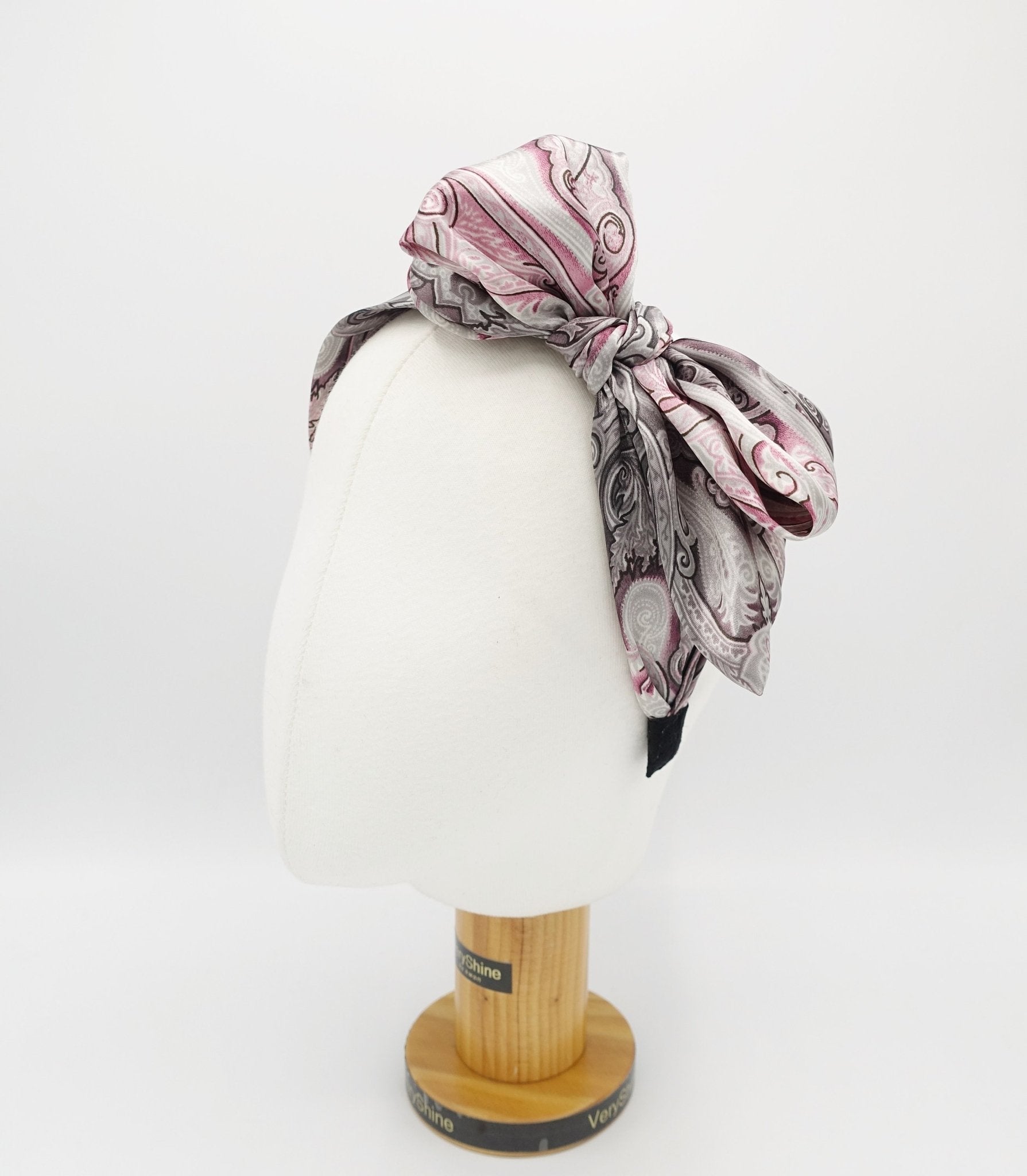 VeryShine Headband silk satin bow knot headband paisley print hairband luxury hair accessory for women