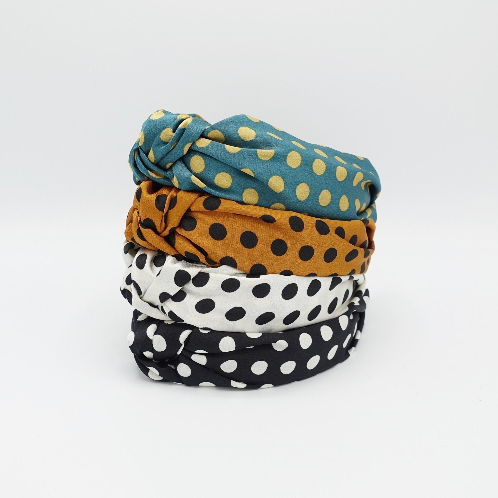 VeryShine Headband silky satin top knot headband polka dot hairband women hair accessory