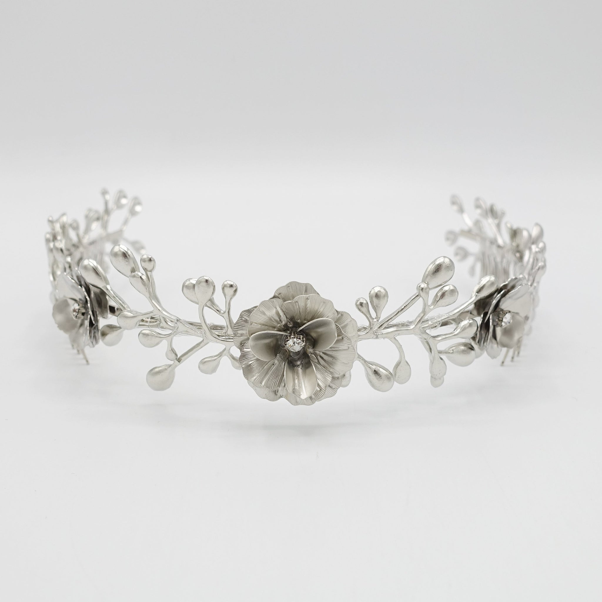 VeryShine Headband Silver bridal tiara headband flower branch wedding hairband for brides