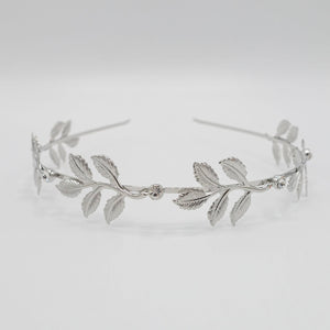 VeryShine Headband Silver metal leaves branch headband thin bridal hair accessory