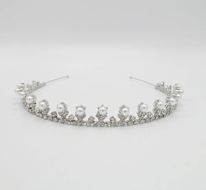 VeryShine Headband Silver pearl rhinestone bridal headband bling tiara hair accessory for brides