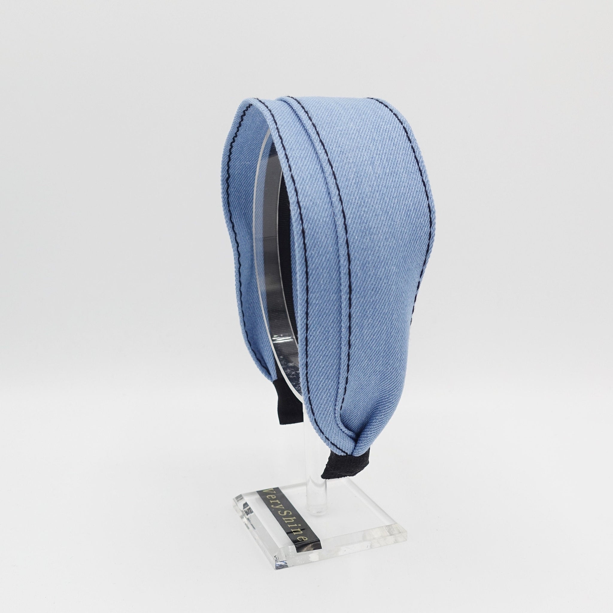 VeryShine Headband Sky blue denim flat headband stitch hairband casual hair accessory for women