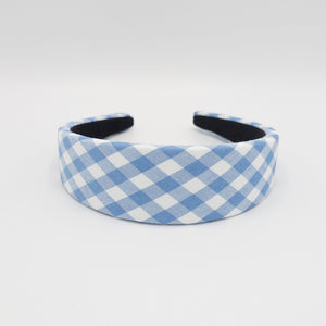 VeryShine Headband Sky blue gingham check padded headband casual hairband for women