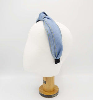 VeryShine Headband Sky blue stitch denim top knot headband stylish casual hairband for women