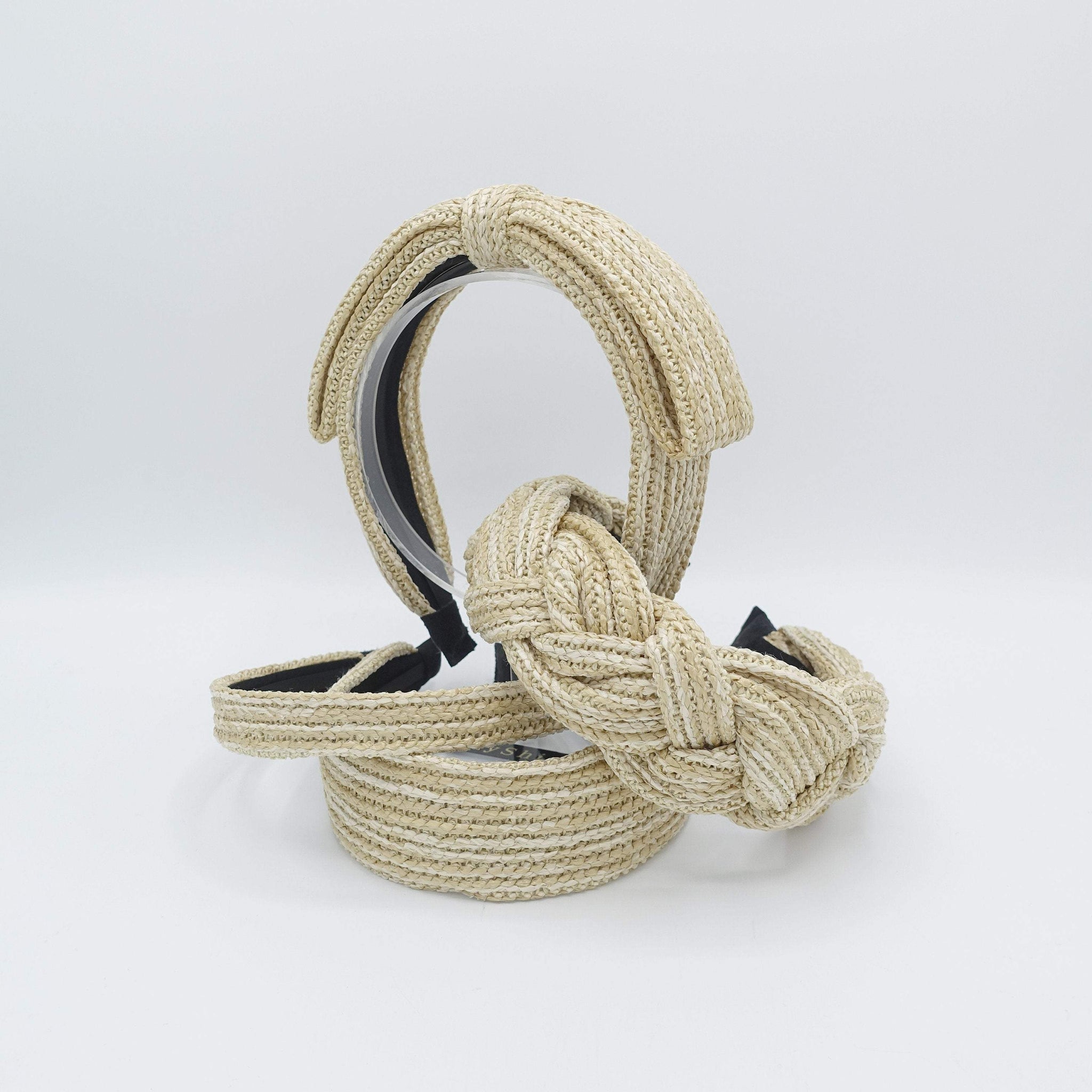 VeryShine Headband straw headband vacation hairband braided  bow tiem hair accessory for women