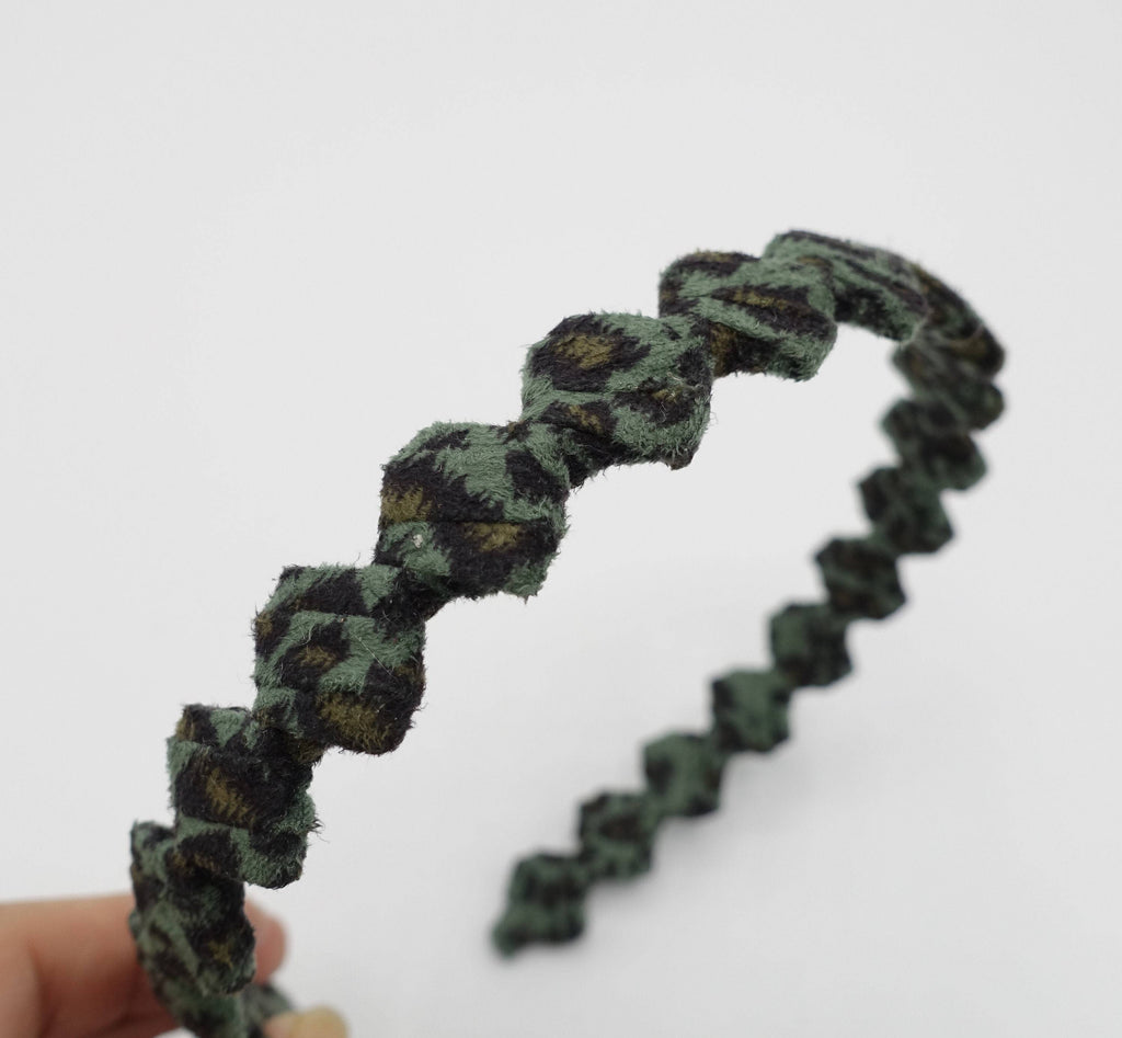 VeryShine Headband Teal suede wrap headband leopard print hair accessory for woman