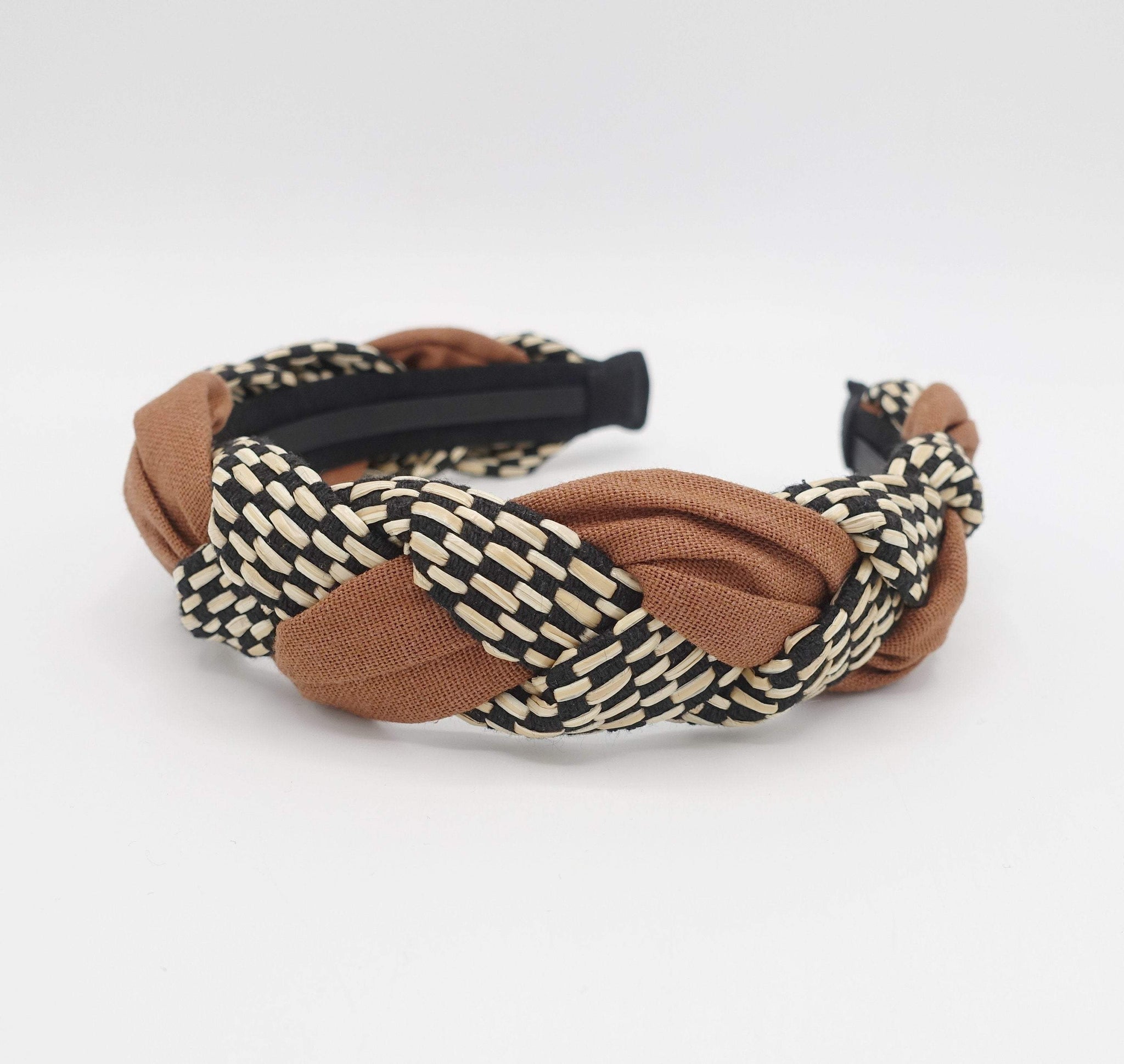 VeryShine Headband Terra cotta straw linen mix braided headband