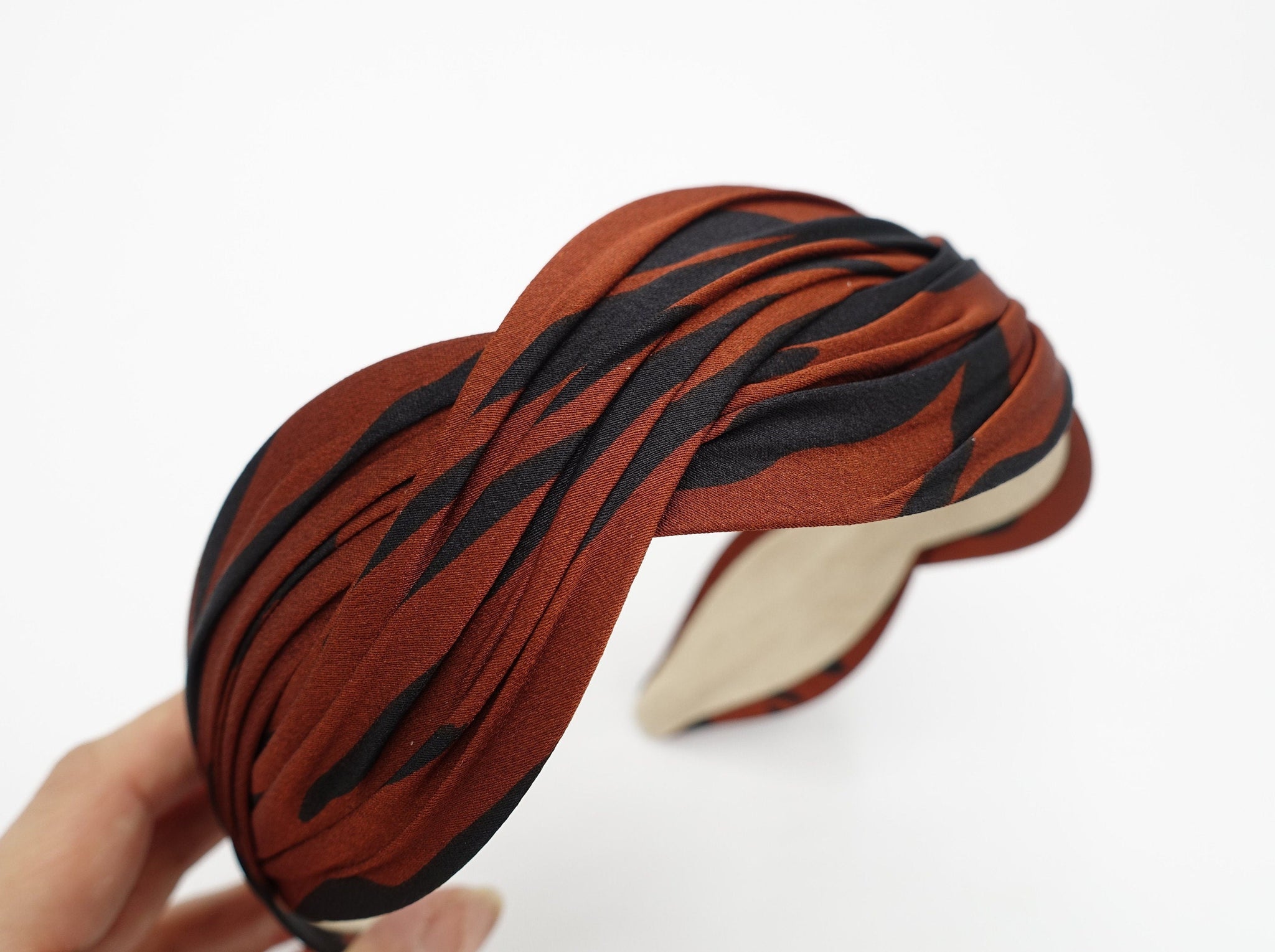 VeryShine Headband Terra cotta zebra satin wave headband stylish woman hairband