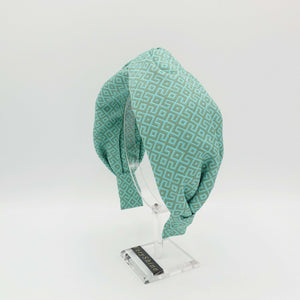 VeryShine Headband Turquoise green maze jacquard cross headband stylish woman hairband