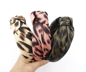 VeryShine Headband urban leopard print headband knotted hairband satin women hair accessory for women