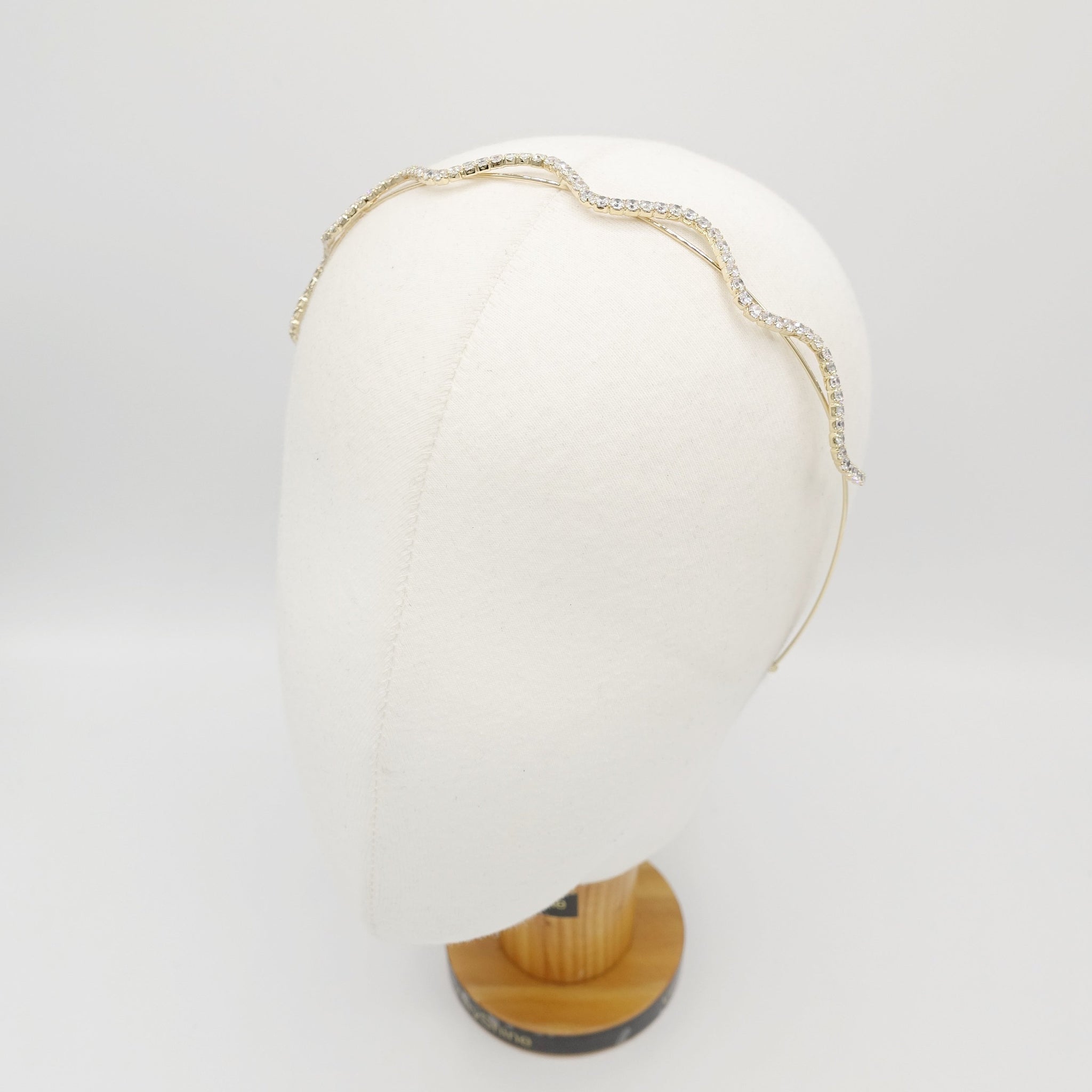 VeryShine Headband Wave gold rhinestone thin headband bling jewel hairband for women