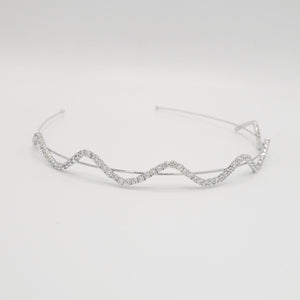 VeryShine Headband Wave silver rhinestone thin headband bling jewel hairband for women