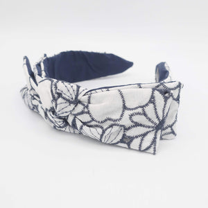 VeryShine Headband White flower embroidered headband wired bow knot headband
