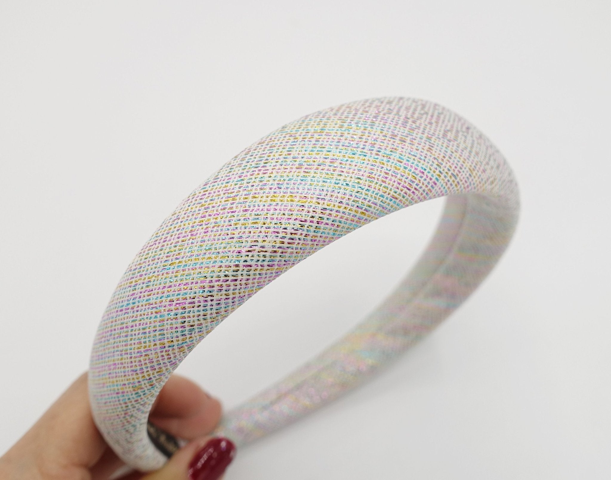 VeryShine Headband White opal shimmer headband metallic padded hairband stylish hair accessory for women