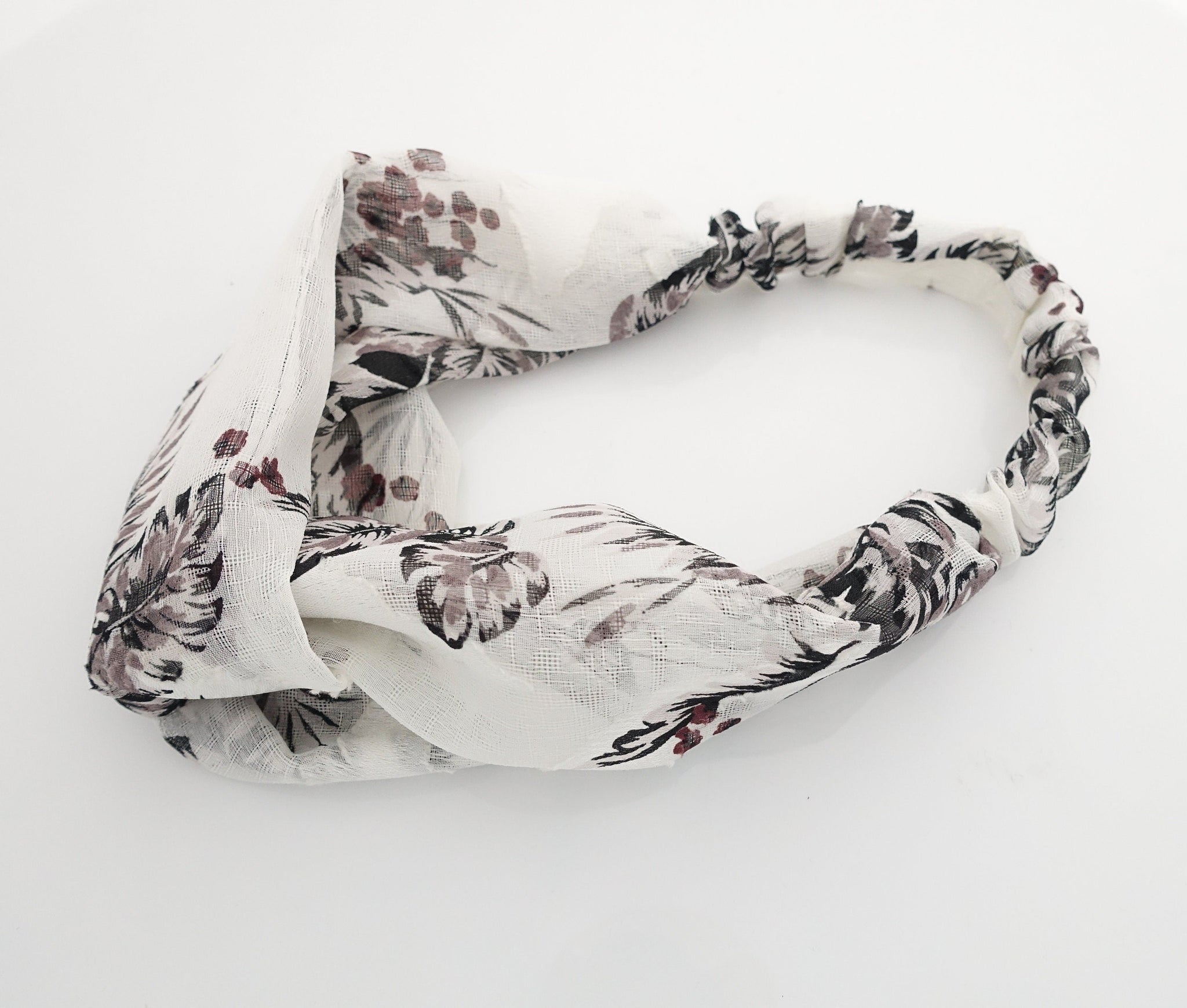 VeryShine Headband White wild tropical plant headband leaves print cross fashion hairband stylish woman hair accessory