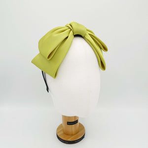 VeryShine Headband Yellow green satin bow headband Texas satin big hair bow cute hairband women hair accessory