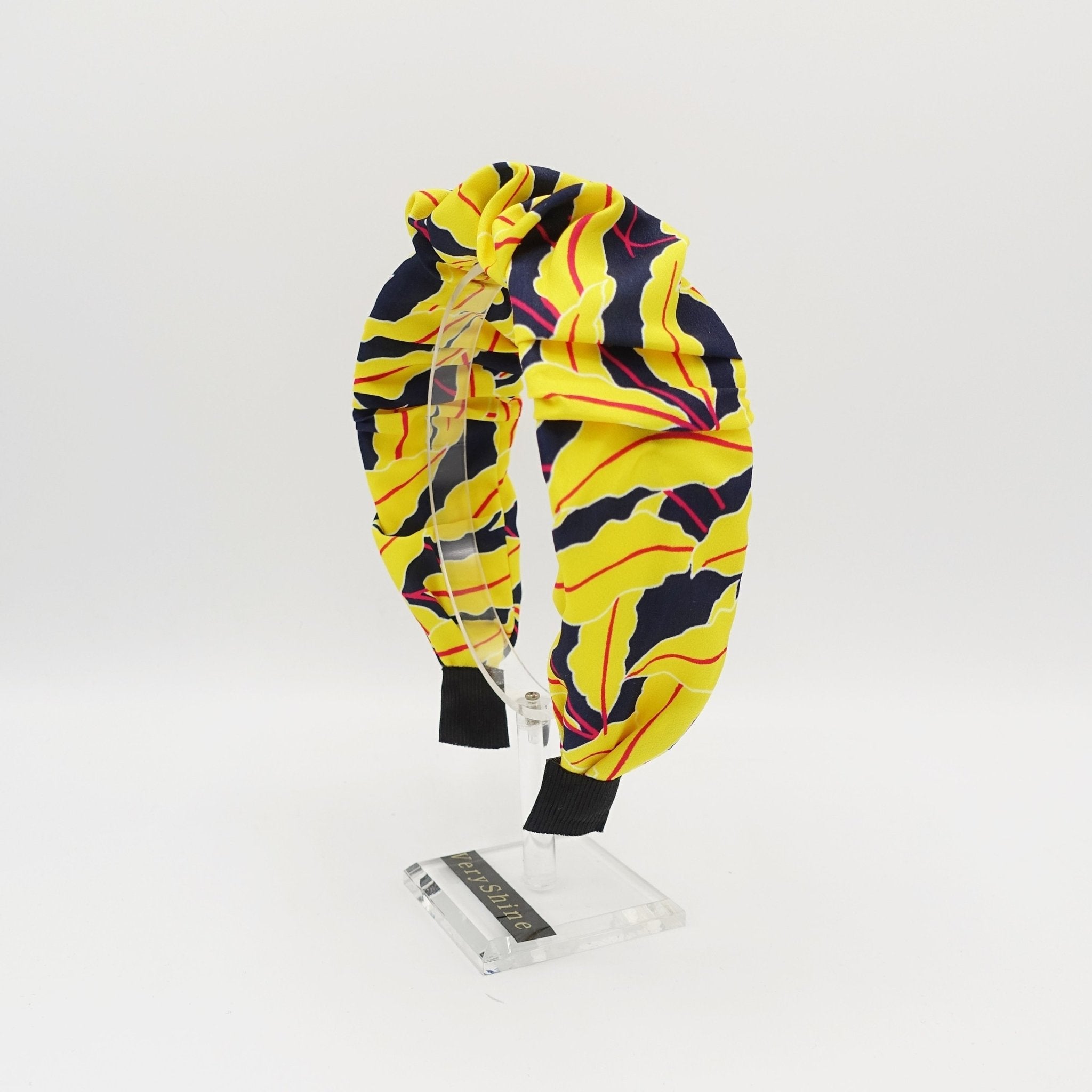 VeryShine Headband Yellow leaves abstract print pleated headband vivid color hairband for women