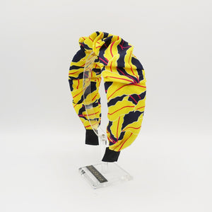 VeryShine Headband Yellow leaves abstract print pleated headband vivid color hairband for women