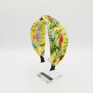 VeryShine Headband Yellow linen leaf print headband vacation hairband for women