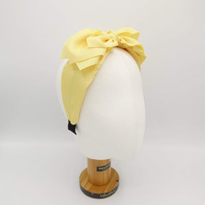 VeryShine Headband Yellow triple layered bow knot headband chiffon solid hairband for women