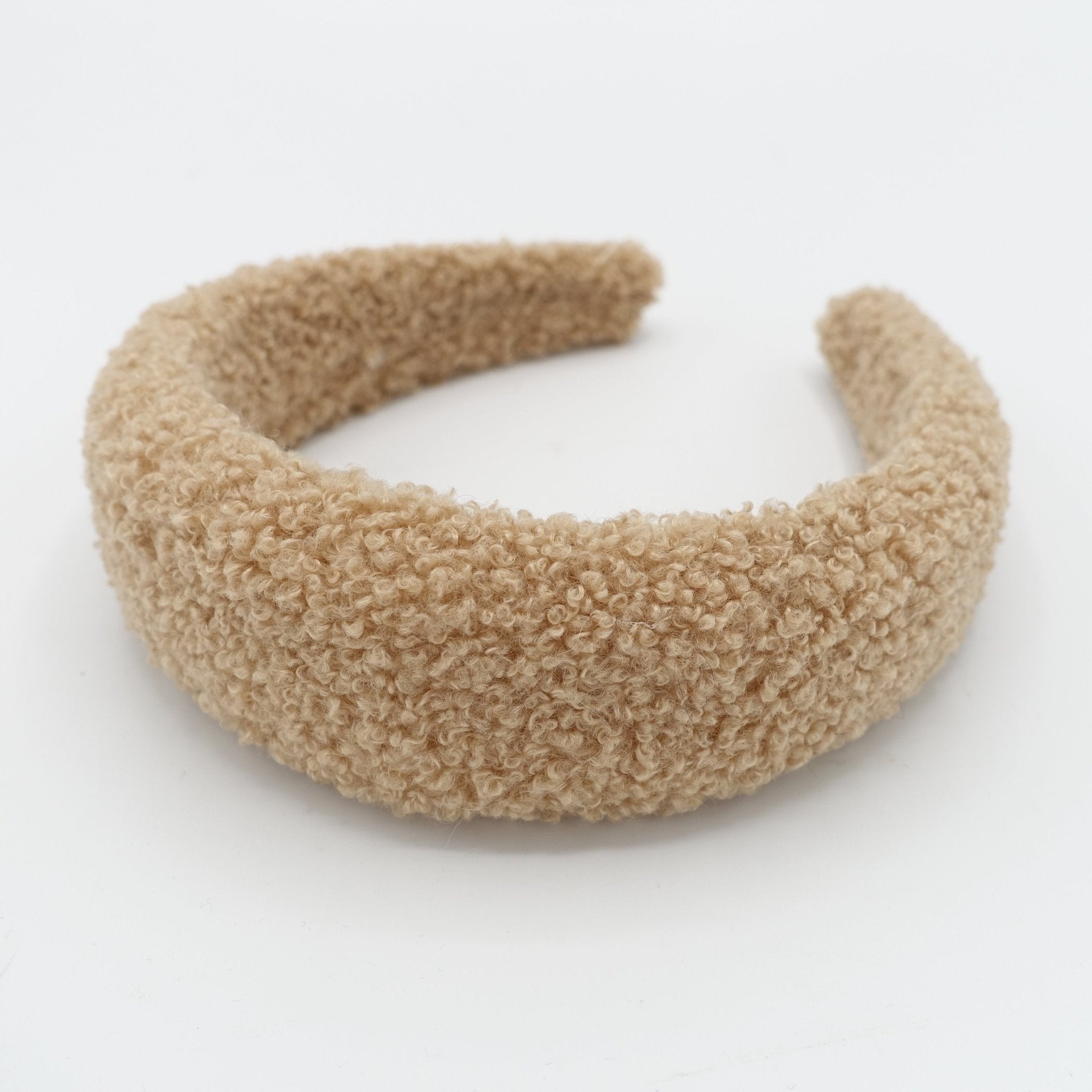 VeryShine Headbands & Turbans Beige fabric lamb fur headband padded hairband