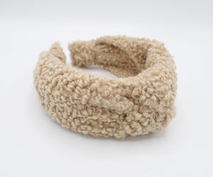 VeryShine Headbands & Turbans Beige teddy knot headband simple Winter quality fabric hairband for women