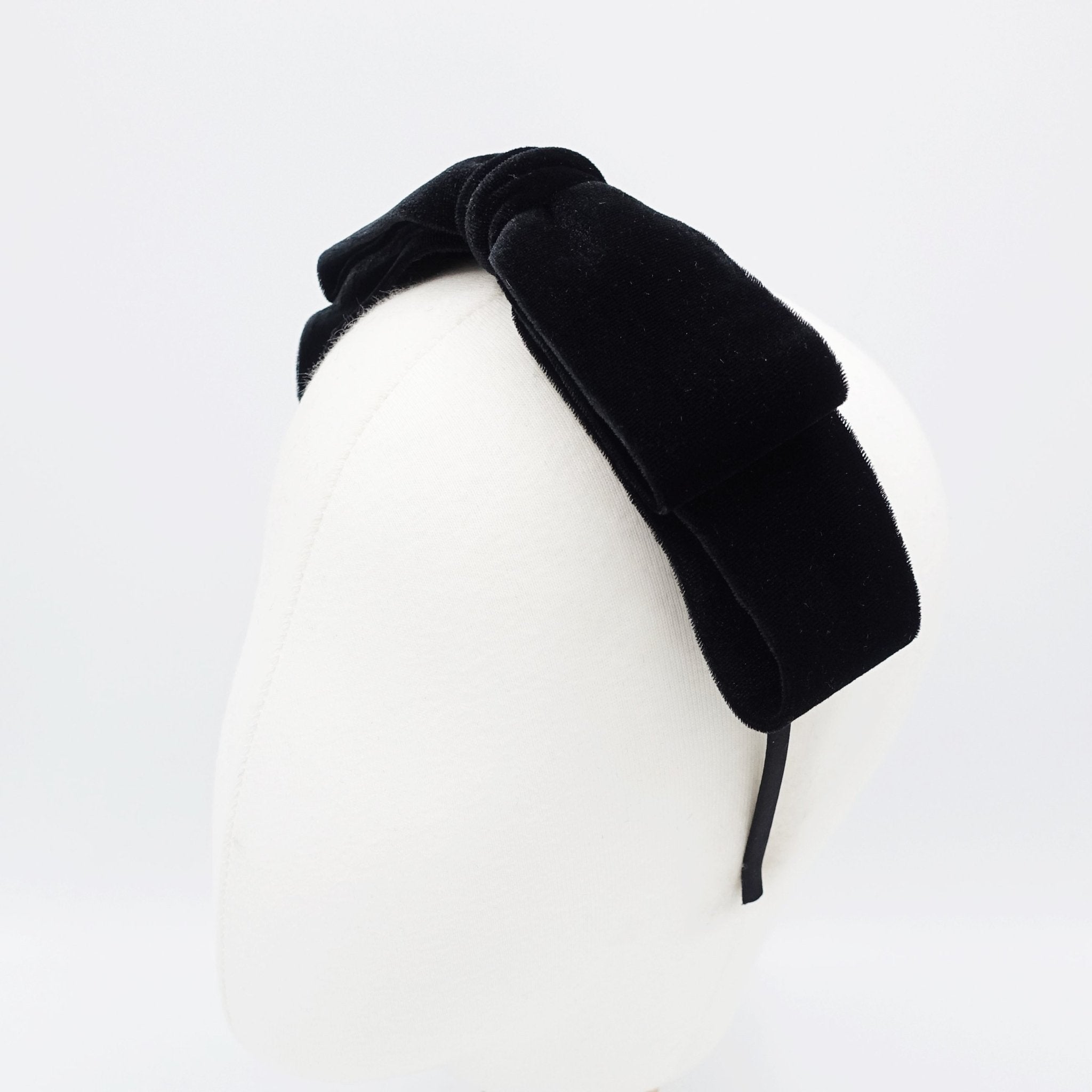 VeryShine Headbands & Turbans Black basic velvet layered bow headband thin hairband women hair accessory