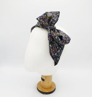 VeryShine Headbands & Turbans Black double bow headband floral flower print hairband woman hair accessory