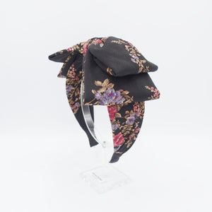 VeryShine Headbands & Turbans Black floral double layered bow headband big bow hairband hair accessory for women