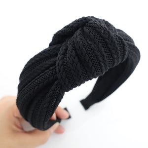 VeryShine Headbands & Turbans Black knit stripe top knot headband woman hairband