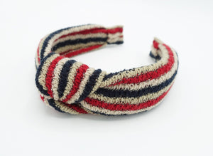 VeryShine Headbands & Turbans Black stripe knit headband top knot hairband stylish Fall Winter hair accessory for women
