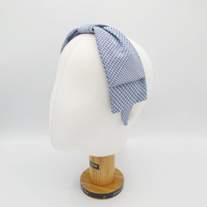 VeryShine Headbands & Turbans Blue bow tie headband seersucker Spring Summer check hairband for women
