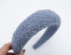 VeryShine Headbands & Turbans Blue fabric lamb fur headband padded hairband