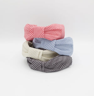 VeryShine Headbands & Turbans bow tie headband seersucker Spring Summer check hairband for women