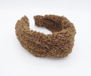 VeryShine Headbands & Turbans Brown teddy knot headband simple Winter quality fabric hairband for women