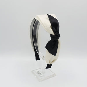 VeryShine Headbands & Turbans Cream white double bow knotted headband black bow layered hairband
