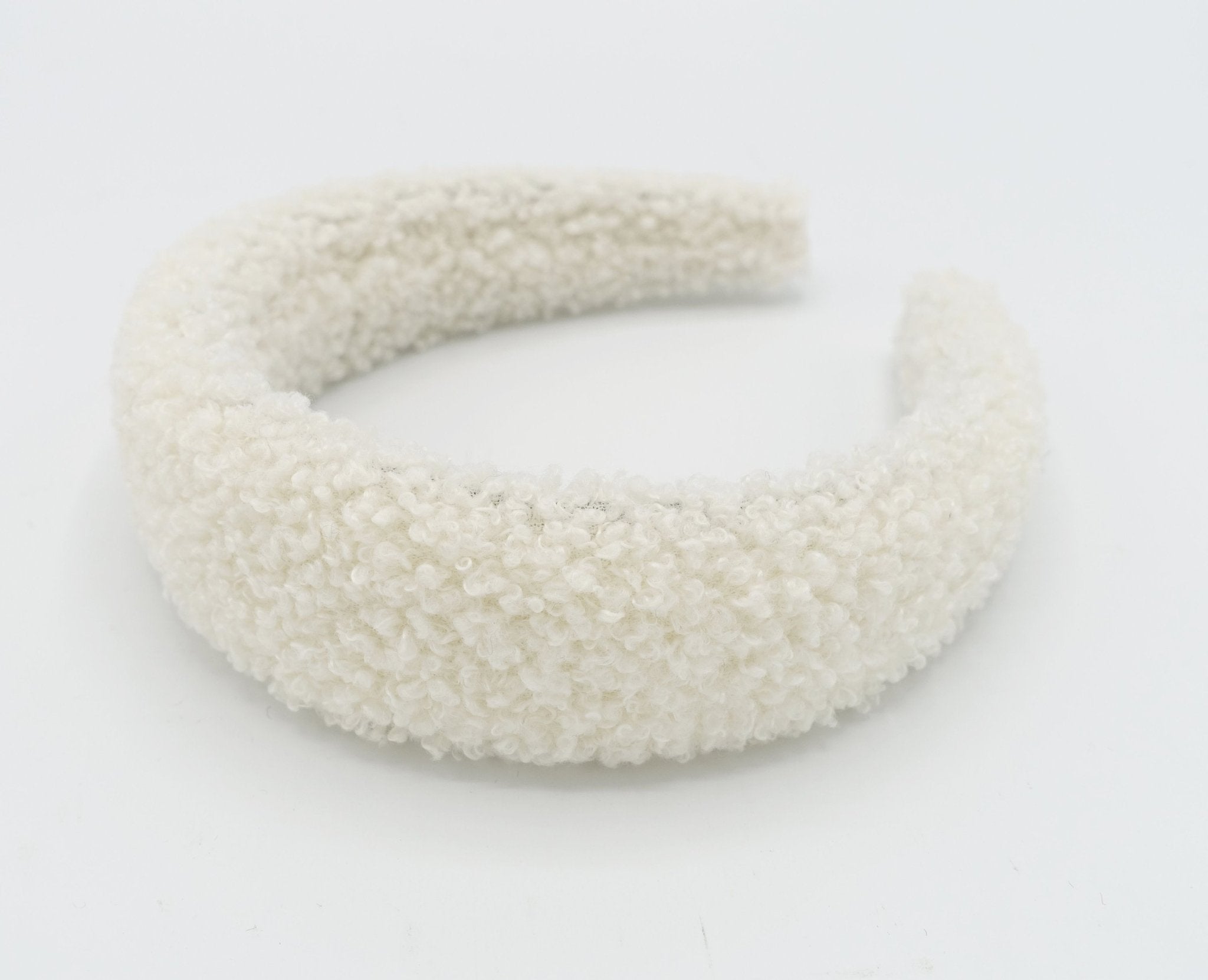 VeryShine Headbands & Turbans Cream white fabric lamb fur headband padded hairband