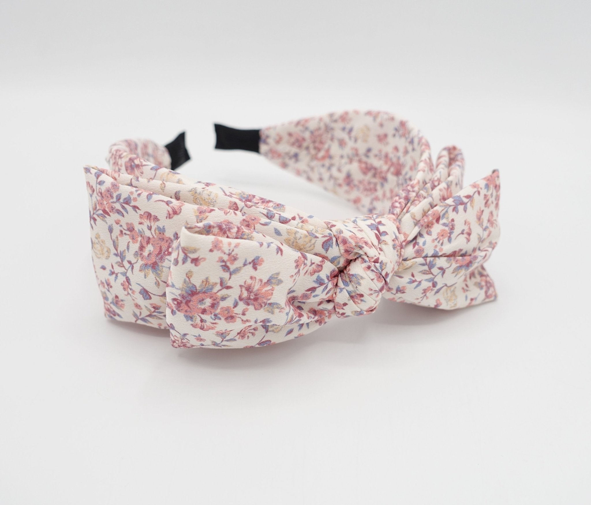 VeryShine Headbands & Turbans Cream white pastel floral bow headband tiny floral hair accessory for women