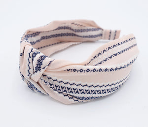 VeryShine Headbands & Turbans Cream white pattern stripe knotted headband thin chiffon hair accessory for woman