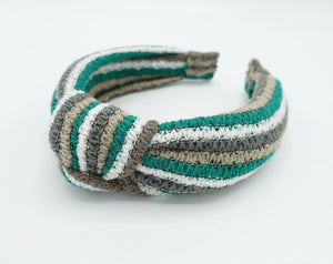 VeryShine Headbands & Turbans Green stripe knit headband top knot hairband stylish Fall Winter hair accessory for women