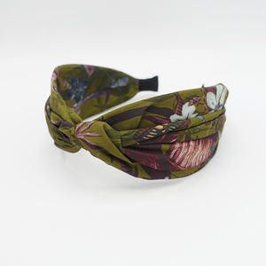 VeryShine Headbands & Turbans Khaki leaves flower print headband twist hairband women hair accessory