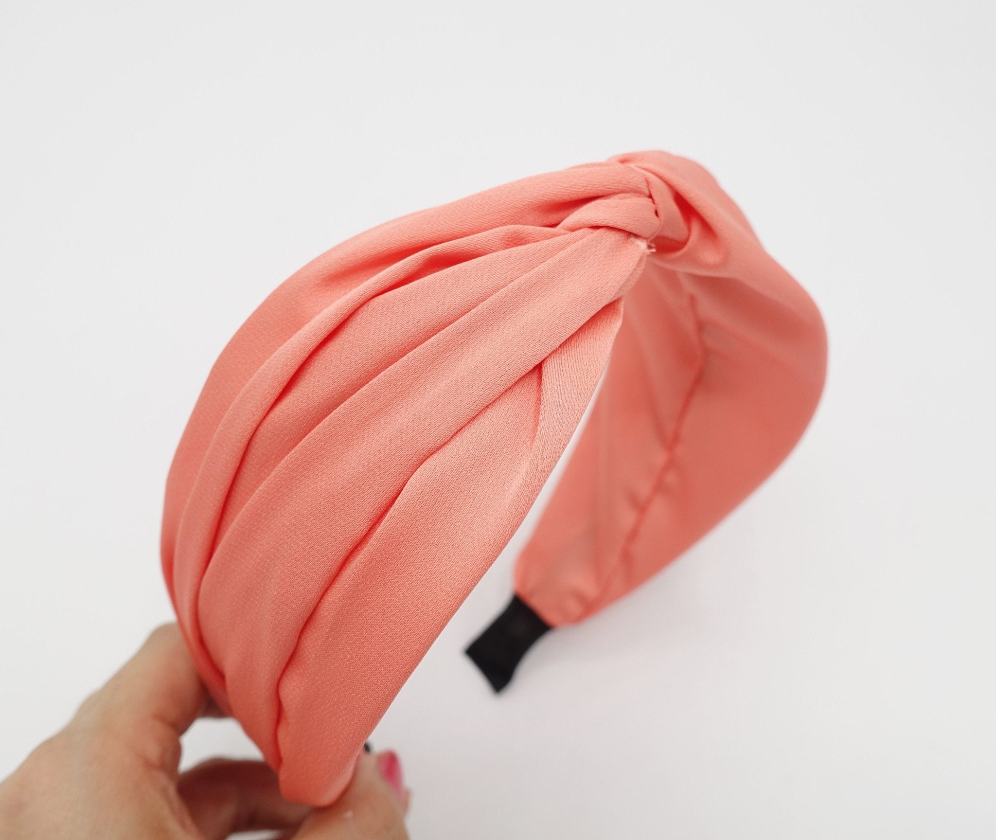 veryshine Headbands & Turbans Peach pink satin twist headband solid  hairband women hair accessory