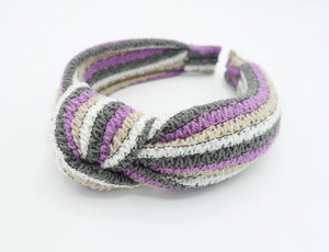VeryShine Headbands & Turbans Purple stripe knit headband top knot hairband stylish Fall Winter hair accessory for women