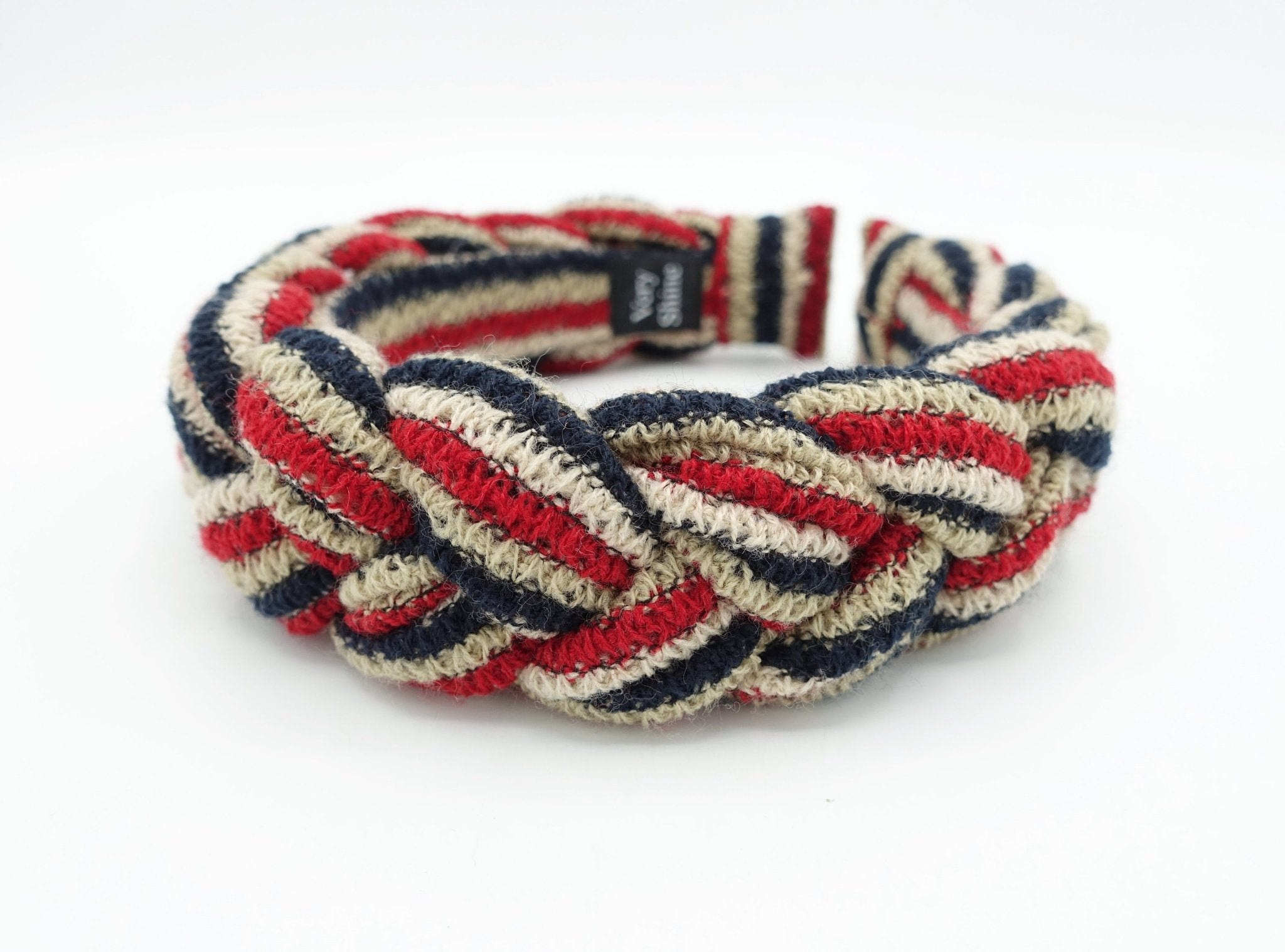 VeryShine Headbands & Turbans Red stripe knit braided headband luxury women hairband plaited women hair accessory