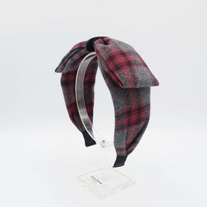 VeryShine Headbands & Turbans Red wine woolen plaid headband bow hairband black velvet wrap headband for women