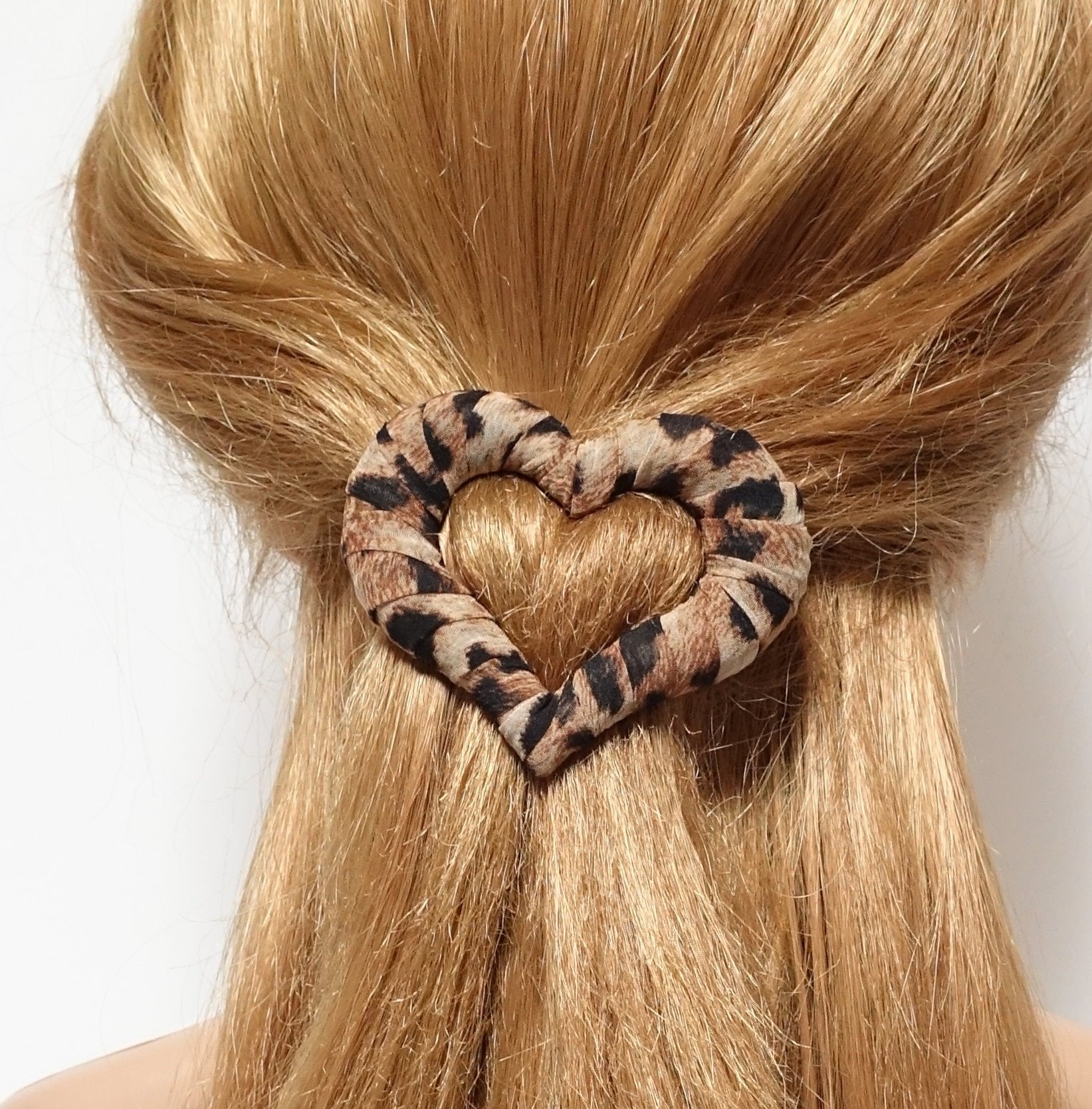leopard heart hair barrette 
