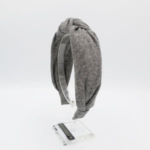  herringbone headband woolen top knot hairband Fall Winter hair accessory shop