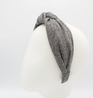  herringbone headband woolen top knot hairband Fall Winter hair accessory shop