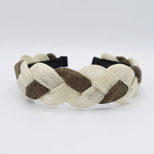 VeryShine Jute linen braided headband  two tone natural hairband for women