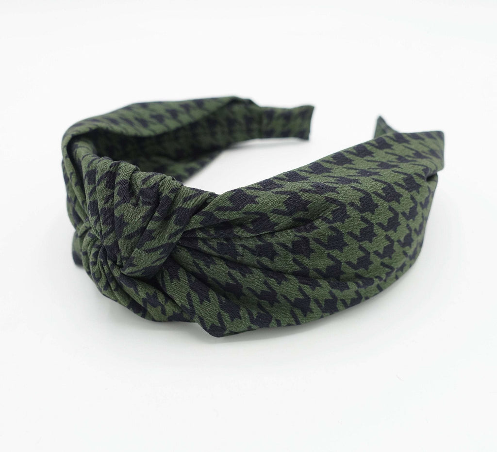 VeryShine Khaki green plaid check knotted headband casual woman hairband hair accessories
